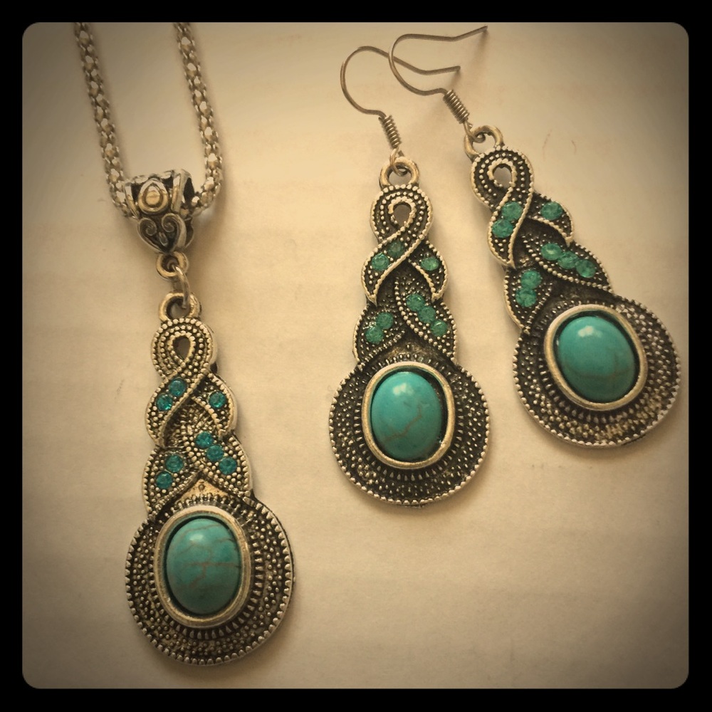 Turquoise Necklace and Earrings
